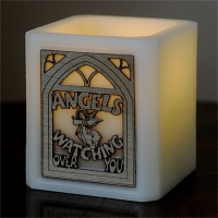 "Angels Watching" Woodcut Silhouette Luminary