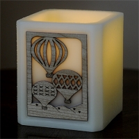 Hot-air balloon, Woodcut Silhouette Luminary