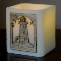 Lighthouse Woodcut Silhouette Luminary